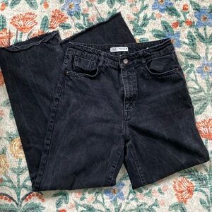 Black High Waisted Straight Leg Jeans
